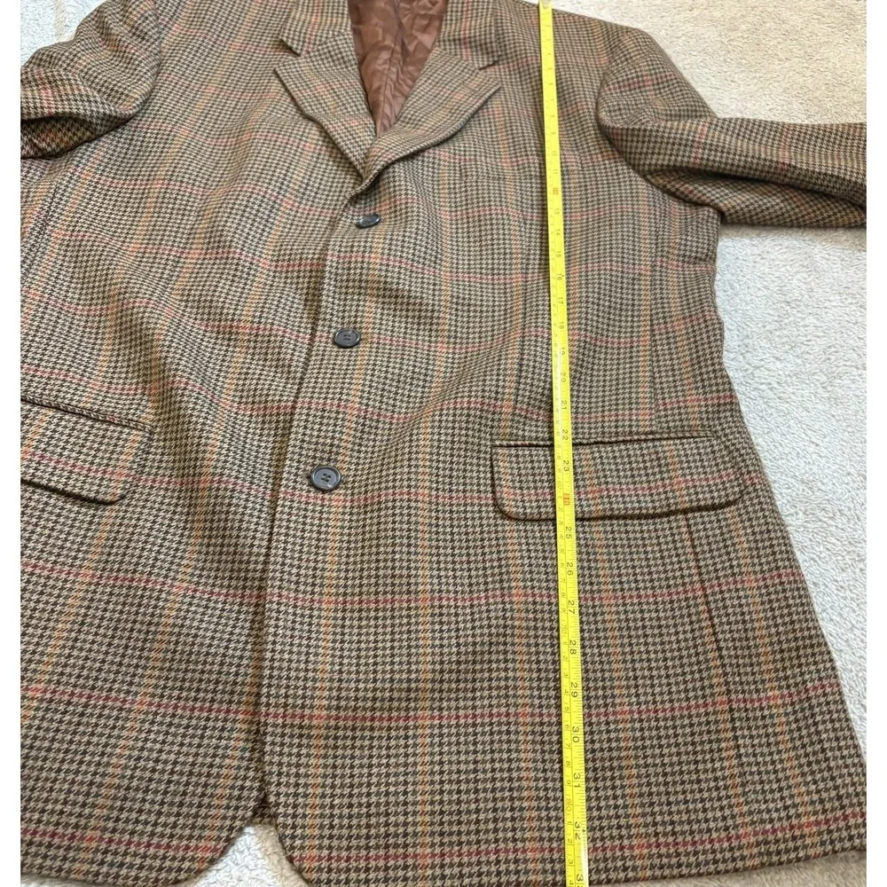 J.‎ Crew Oarsman Brown Plaid Wool Tweed Blazer Jacket 44L Made Italy Sport Coat